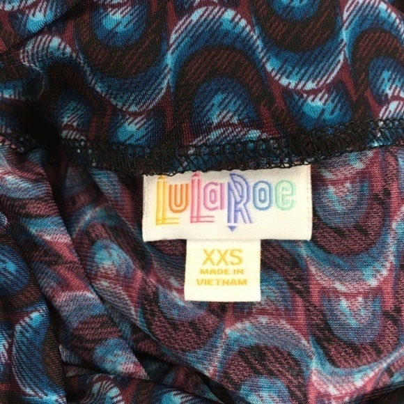 LULAROE Maxi Skirt Retro Mod Geo 60s 70s Disco Burgundy Blue Black Size XXS NWT - Picture 8 of 11